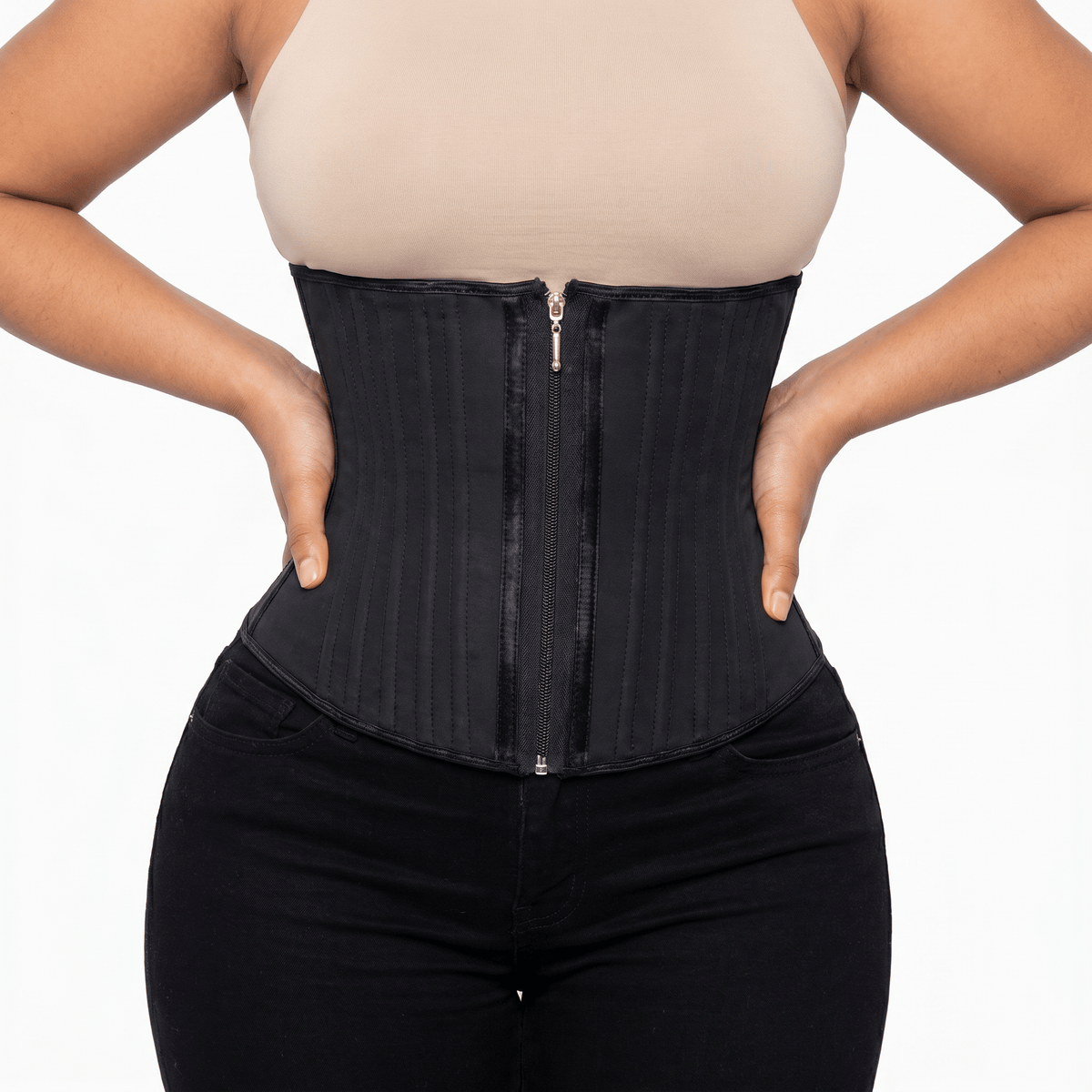 Luna Rune Zip-Up Hook-Eye Boned Corset