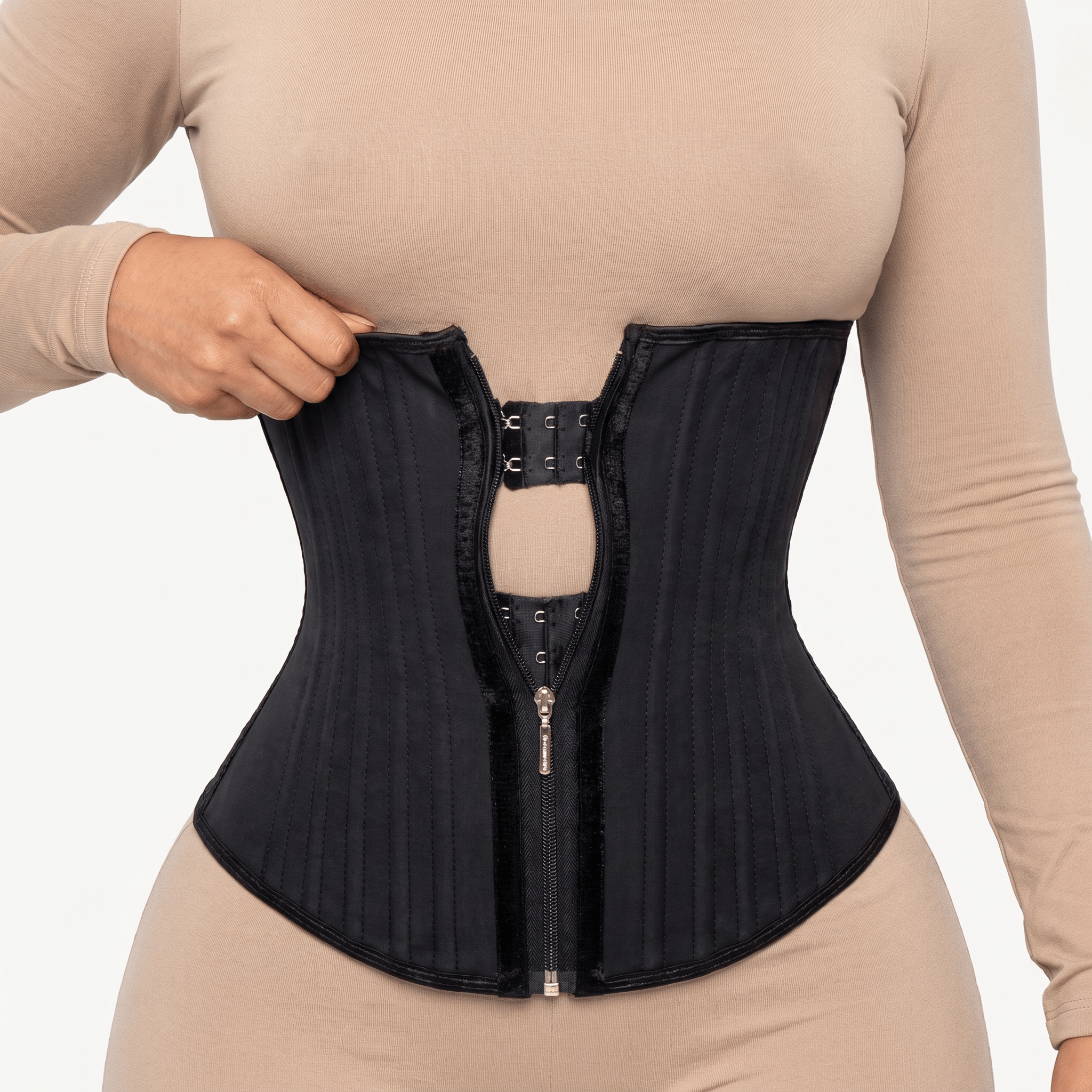 Luna Rune Zip-Up Hook-Eye Boned Corset