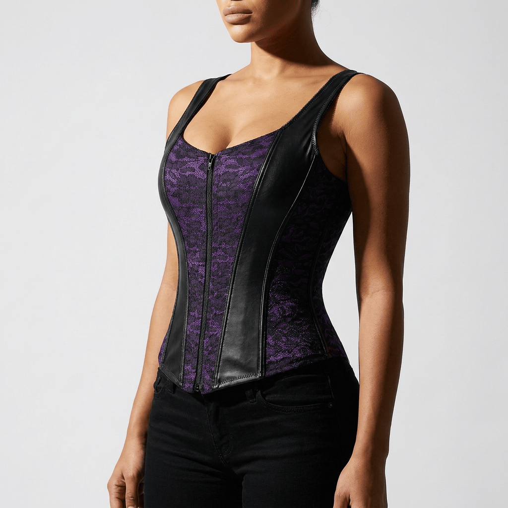 Luna Rune Zipped-Front Strapped Boned Corset