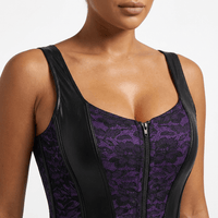 Luna Rune Zipped-Front Strapped Boned Corset